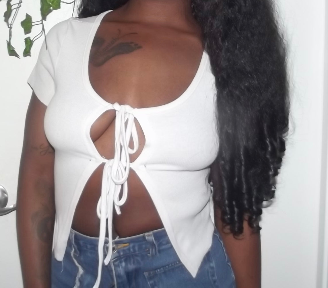 white tie front top ♡