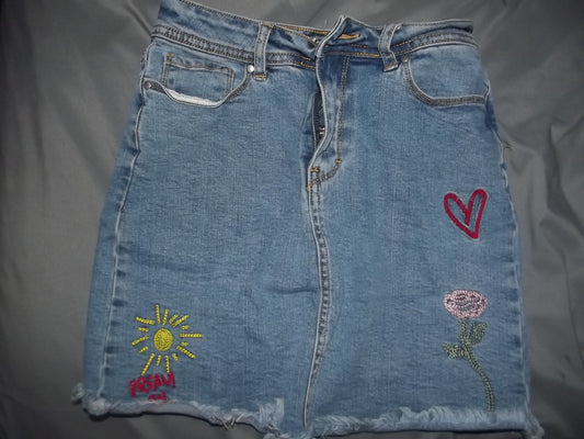 embroidered denim mini skirt ♡